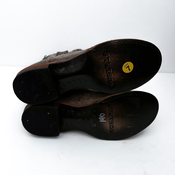 Stetson Sandia Serape Aztec Textile Western Leather Ankle Round Toe Boots - Picture 6 of 7